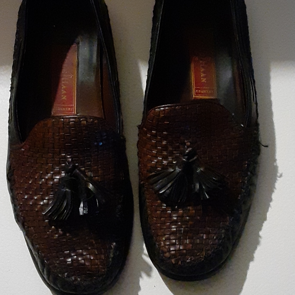 Cole Haan brown/black woven loafers